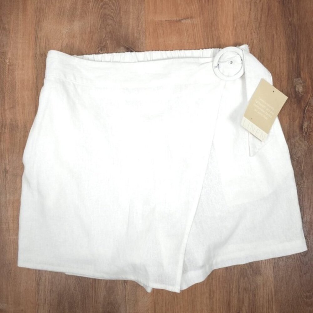 NWT CALLIGRAPHIE LINEN BLEND Elastic Waist Pull on Skort w/Pockets‎ Size M
